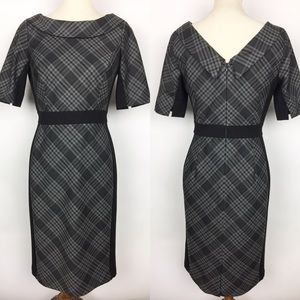 WHBM Retro Bias Plaid Sheath Dress